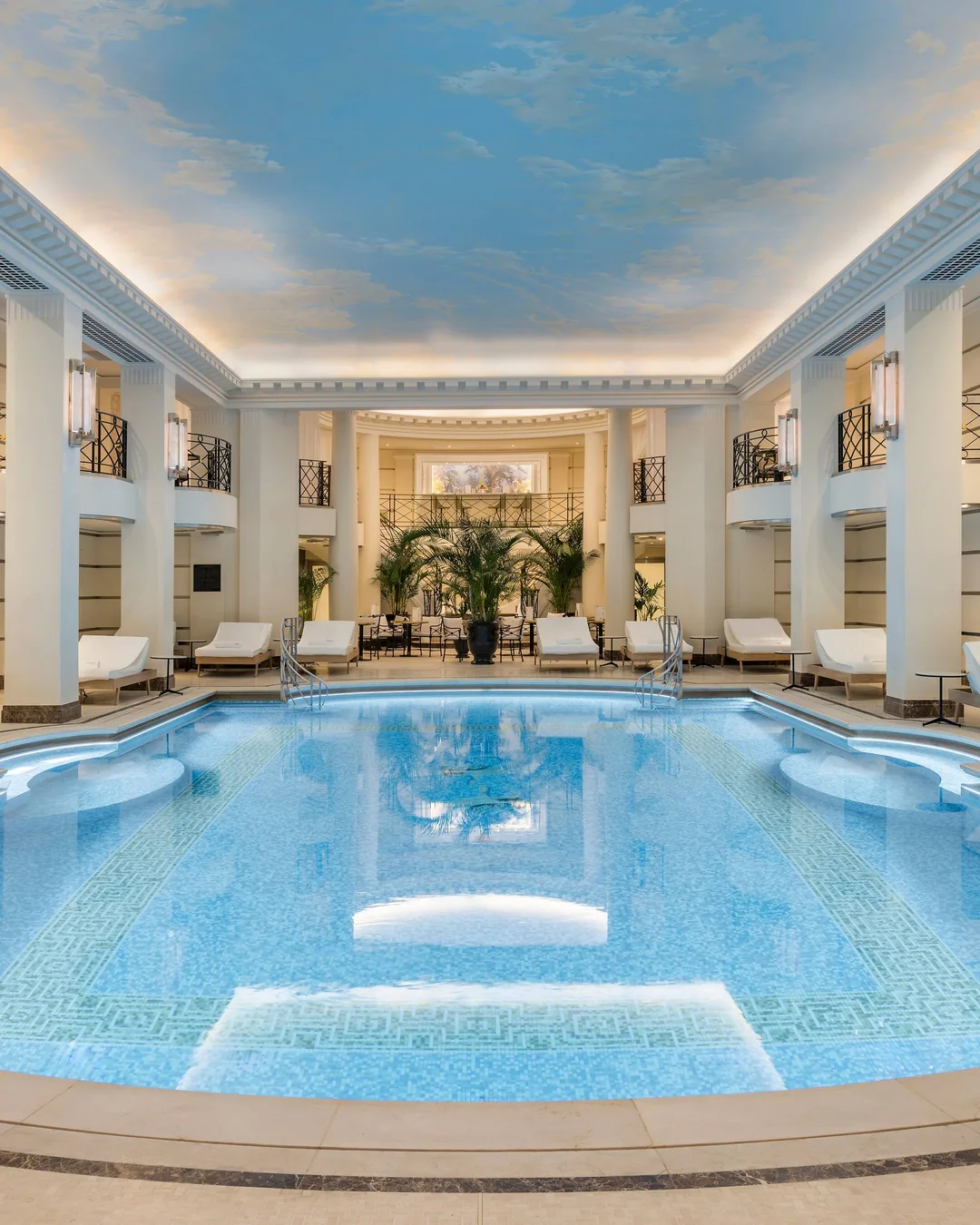 The Ritz Club pool under its painted sky, Place Vendôme.